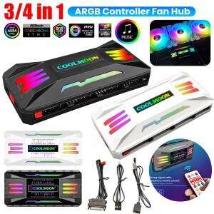 COOLMOON ARGB 컨트롤러  냉각 선풍기  스마트 리모컨 PC 컴퓨터 케이스  섀시  사일런트 허브  12V  5A  6