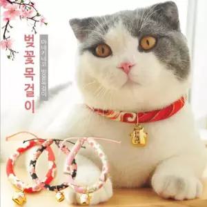 강아지 고양이  목줄 목걸이 벚꽃 소형견