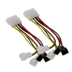2pc 4핀 몰렉스에서 3핀 팬 전원 케이블 어댑터 커넥터 CPU PC 케이스 팬용 12V 컴퓨터 냉각