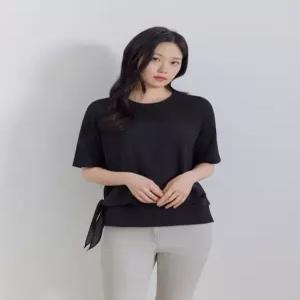 지센 26SS 우븐패치 블라우스형 리본 반팔 티셔츠 TSQ305 1440525