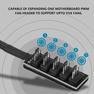 4핀 PWM PC 팬 허브 5방향 분배기 1-5 케이스 내부 마더보드 4핀/3핀 전원 연장 케이블
