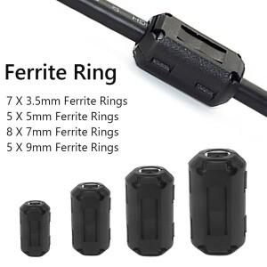 25개 페라이트 코어 링 클램프 키트 3.5mm/5mm/7mm/9mm RFI EMI 필터 비드 노이즈 억제기 마그네틱