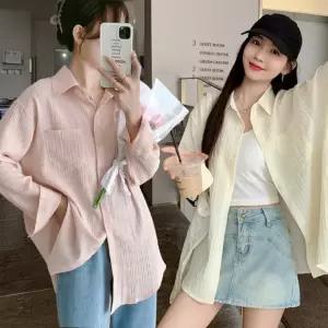[타라픽]여성 아사면 거즈면 간절기 여름셔츠 가을 루즈핏 시스루 루즈핏 셔츠 블라우스