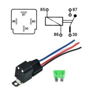 1세트 4 핀 자동차 릴레이 12V DC 소켓 베이스/와이어/퓨즈 30A 제어 장치 라인  Quanlity