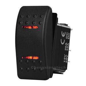 12V SPST DPDT 로커 스위치 빨간색 Led 조명 듀얼 바 ON OFF  (ON) (ON)-OFF-(ON)  자동차 보트