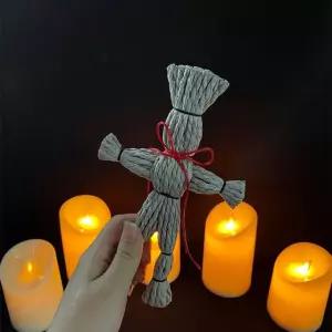 지푸라기 저주 인형 스트레스 해소 부두 키링 소품