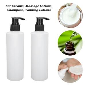 마사지 오일 히터 펌프 디스펜서 누출 방지 250ml 화이트 병 (태닝 로션용)
