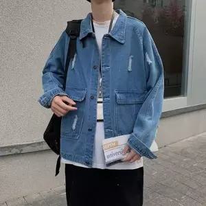 [하프클럽/알티피아]남자청자켓 블루종 워싱 캐쥬얼 데님자켓 캠퍼스 봄