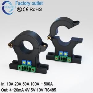 홀효과 전류 센서 QNDBK1-21 AC DC 30A 50A 100A / 4~20mA 10V 5V 트랜스미터 스플릿 코어 변환기