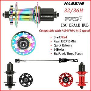 HASSNS Pro 7 36h 후면 허브 베어링 홀 프리 MTB 자전거 4 Palin 32H 7-12 속도 시끄러운 큐브 6 폴
