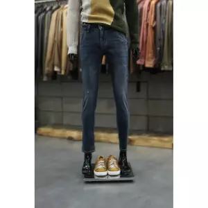 중청워시드빈티지 레더패치 슬림스판진 m-ajean62bl