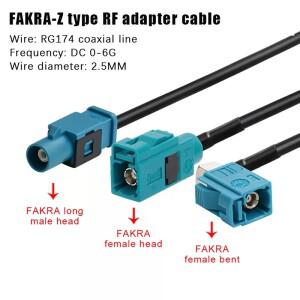 Fakra Z 남성형에서 여성형 90도 잭 자동차 내비게이션 GPS 안테나 어댑터 연장 케이블 RG174 RF 동축 피그