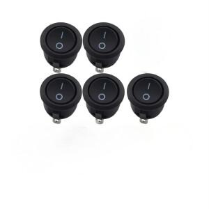 DaierTek 5피스 ON Off 라운드 로커 스위치 SPST 20mm 미니 소형 12 볼트 DC 서클 토글 자동차 RV 2 핀