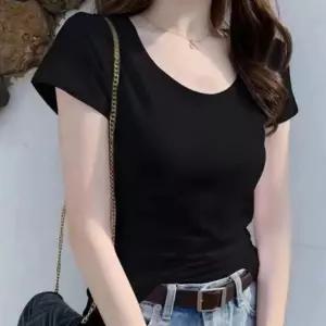 여성 이너 티셔츠 라운드넥 U넥 5부 반팔 슬림핏 기본 면티 여름