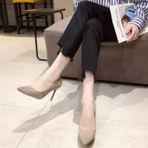구두 9cm 여자 뾰족코 오피스 스웨이드힐 펌프스힐