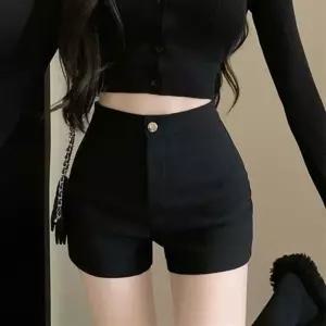 여성 블랙 하이웨스트 숏팬츠 기모 핫팬츠 슬림핏