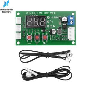 DC 12V 24V 48V 5A 4선식 LED 디지털 디스플레이 PWM 전동 팬 속도 컨트롤러 조절기 온도 제어 지원 EC EBM
