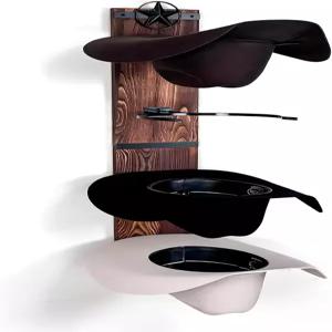 벽걸이용 FreshDecor 카우보이 모자걸이 서부풍 러스틱 우드 및 금속 홀더