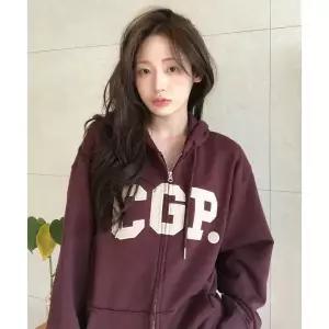 CGP 아치 로고 후드 집업_버건디