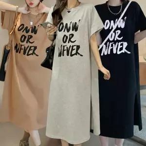 레터링원피스 50대여름 고급여성 무지롱 반팔 휴양지 플레어롱 바캉스 태교여행 루즈핏 원피스