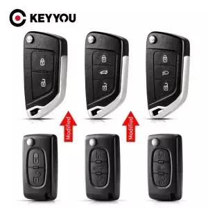 KEYYOU 1PCS 수정 된 자동차 키 시트로엥 2 C4 3 5 C6 푸조 107 207 307 407 306 308 408 508 파트너