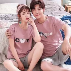 [텐바이텐]잠옷세트 홈웨어 얇은 반팔 커플 파자마 반바지 여름