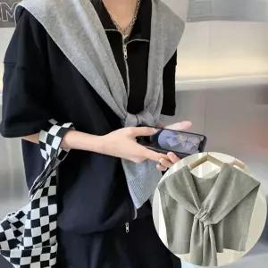 24 가을 신상 어깨 레이어드 니트 숄 어부바 가디건 페이크 여성 머플러 케이프