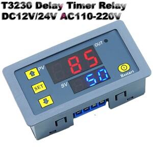 T3230 지연 타이머 릴레이 DC12V/24V AC110-220V 빨간색과 파란색 리본 케이스가 있는 사이클 타이밍 모듈