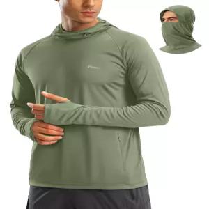 푸돌라 남성 UV 차단 후드 셔츠 UPF50+ 낚시 하이킹 긴소매 경량
