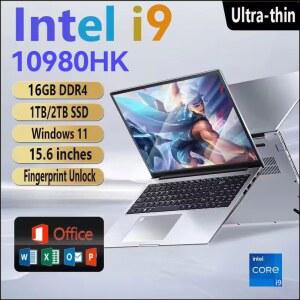 인텔 코어 9-10980HK 15.6인치 노트북 윈도우 11 프로 32GB DDR4 M.2 2048GB SSD 울트라북 컴퓨터 지문인식 잠금해제 W F 5 BT