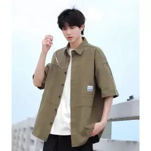 남성 여름 루즈핏 반팔 셔츠