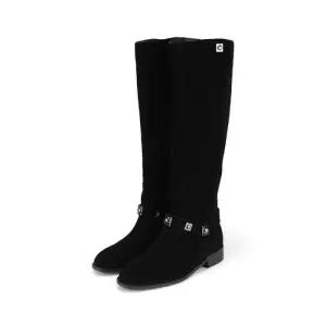 [바바라]세븐플로어 소가죽 벨트 장식 웨스턴 여성 롱부츠 3cm_SFH840BK