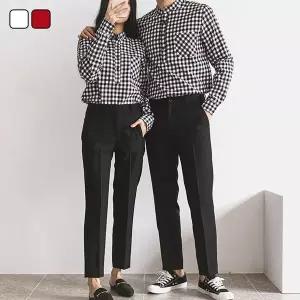 [리빌모아]남여공용 커플 캐주얼 깅엄체크 헨리넥 셔츠 KSM-SHA-SA0419002