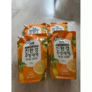 퐁퐁 친환경 주방세제 오렌지향 리필 1.2L 4개