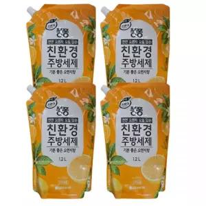 퐁퐁 친환경 주방세제 오렌지향 리필 1.2L 4개