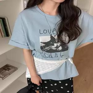 [09초이스] 러브캣츠 루즈핏 쿨터치 반팔 티셔츠 87519 빅사이즈 여성의류
