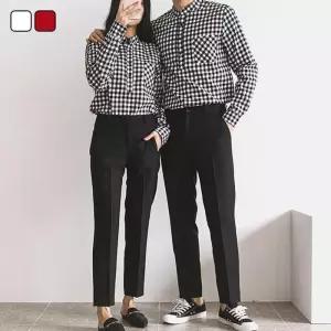 [리빌모아]남여공용 커플 캐주얼 깅엄체크 헨리넥 셔츠 KSM-SHA-SA0419002