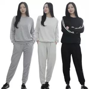 KS 2선 맨투맨 상하세트 조거바지 상의 하의 팬츠 트레이닝세트 여성 여자 빅사이즈 데일리 운동복 사계절
