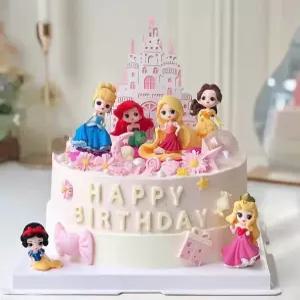 공주 미니 피규어 세트+생일토퍼 디즈니 공주 케이크장식 파티소품 생일선물 