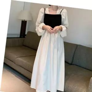 산뜻한 소개팅룩 긴팔 격식 화이트 롱원피스 여름