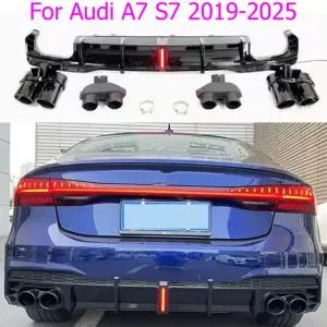 아우디 A7 S7 2019-2025 리어 범퍼 디퓨저 배기팁 스포일러 블랙 호환