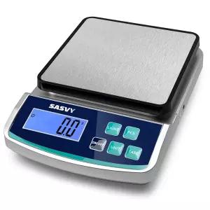 SASVY 디지털 랩 저울 5000g x 0.1g oz/lb/g/kg 정밀 전자 과학 실험실 보석 주방용 분석 충전식 배터리