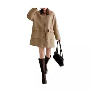 26FW 스웨이드 하프자켓 아웃포켓 배색 코듀로이 카라넥 포인트 루즈핏 간절기 아우터