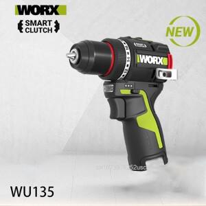 WORX WU135 무선 전기 드릴 12V 50Nm 1800rpm 주택 개선용 브러시리스 모터 목공 금속 가공 스마트 클러치