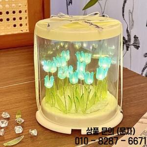 DIY 튤립 램프 시뮬레이션 꽃 바다 케이크 상자 침실 옆 수제 공예 장식 무드등 생일 선물