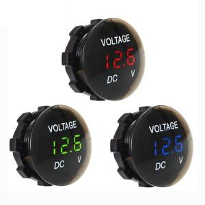 DC 12V/24V LED 디지털 디스플레이 볼트미터 원형 패널 방수 전압계 게이지 테스터 자동차 오토바이 트럭 R
