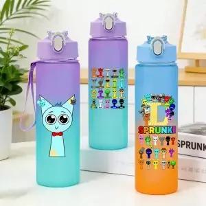750ML 스프렁키스 물컵 새지 않는 휴대용 스포츠 캐주얼 대용량 물병 게임 피규어 A-Z 알파벳 캐릭터