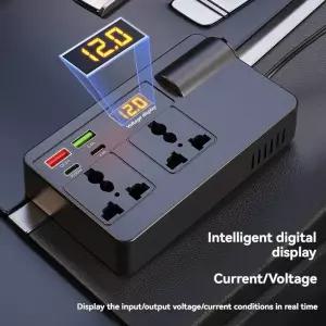 200W 차량용 파워 인버터 12V DC에서 220V AC로 변환 QC3.0 PD 30W 충전기(전압 디스플레이 포함)