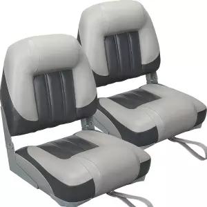 ERGOSEAT 엘리트 접이식 보트 시트 로우백 체어 낚시 2개 세트 차콜/라이트 그레이 인체공학적 디자인
