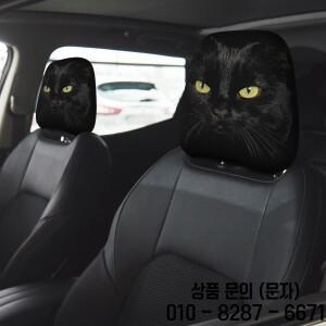 야간 운전용 검은 고양이 테마 자동차 헤드레스트 커버 2피스 세트 미끄럼 방지 및 내마모성 내부 액세서리